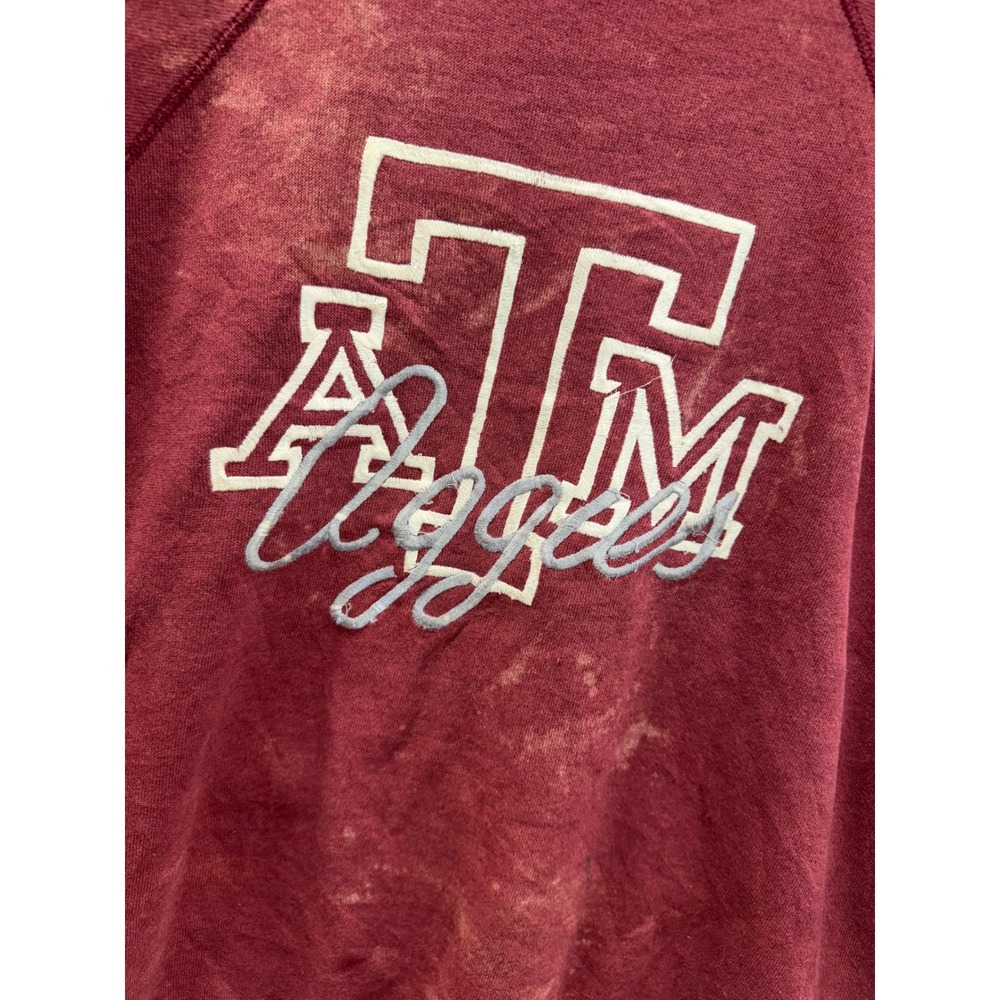 Vintage 80s Texas A&M Aggies Sweatshirt XL Maroon Tournament Apparel Thrashed - Picture 3 of 10